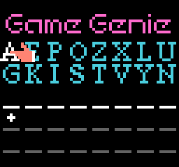Game Genie code screen