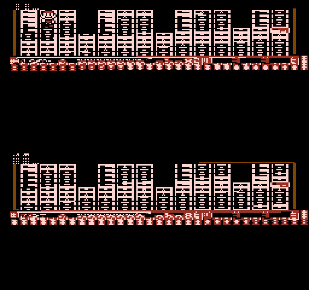 A glitchy pink/red/black screen