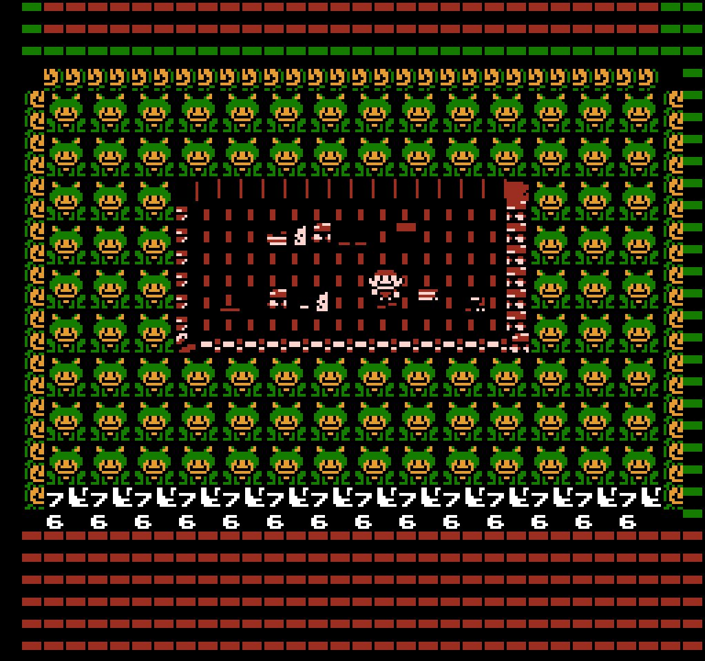 A glitchy world entirely of green Frog Marios